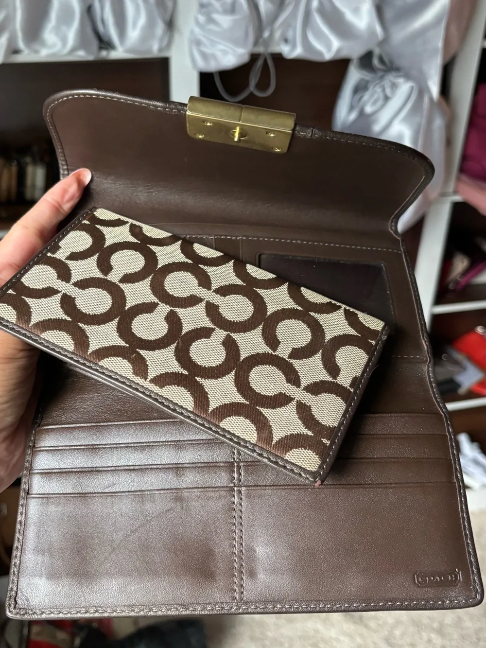 🤎💛Y2K COACH Kristin Op Art Large Wristlet Mini Bag & Wallets Set